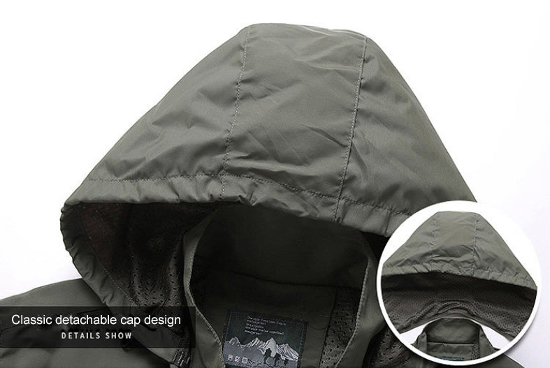 Windbreaker Herren Taktische Jacke Wasserdicht Outdoor Kapuzenmantel Sport Militär Europäische Größe S-5XL Feldklettern Dünne Oberbekleidung