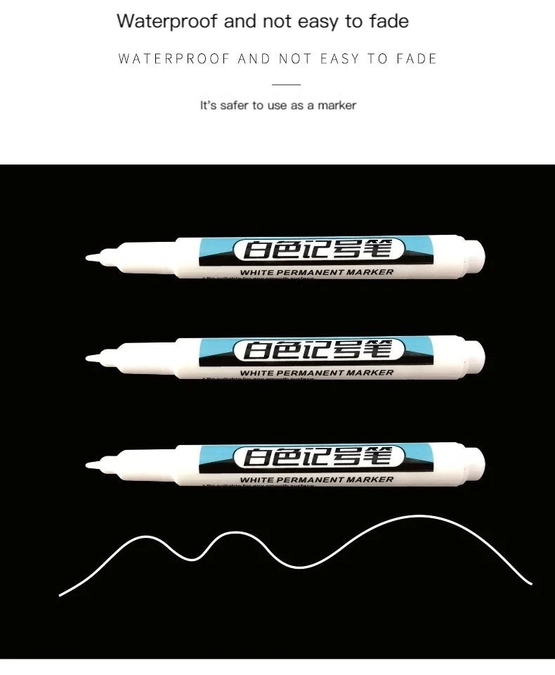 1/3/4Pcs White Permanent Paint Pen set for Wood Rock Plastic Leather Glass Stone Metal Canvas Ceramic Deep Hole Marker 0.7mm