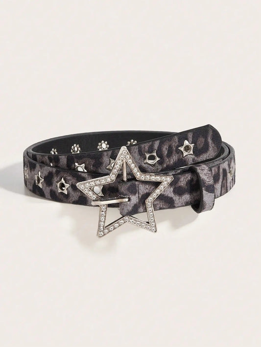 1pc Women's Y2K Star Studded Metal Hollow Star Belt, Suitable for Casual Daily Wear