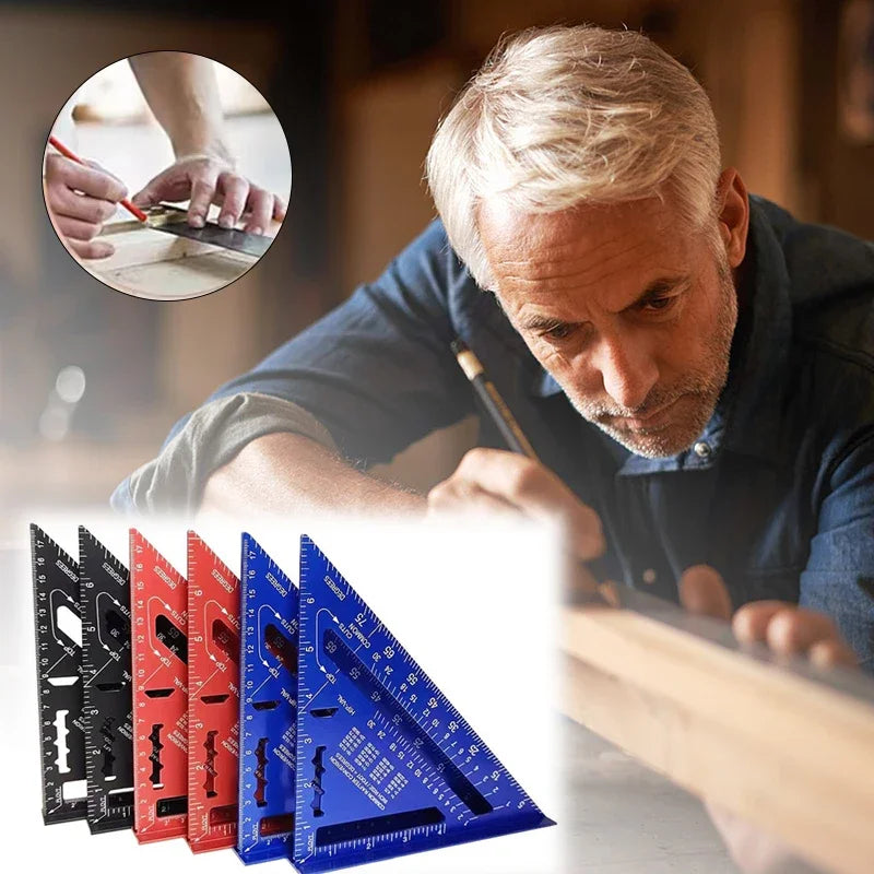 7 Inch Aluminum Alloy Speed Square, Dual Inch/Metric Angle Ruler for Woodworking & Carpentry