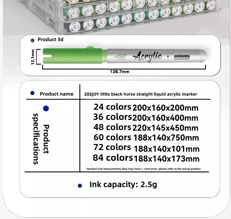 ZEEJOY 120/12/1 Colors Direct Liquid Acrylic Marker Pens Waterproof Pen Soft Brush Nib for Manga School Art Supplies Stationery