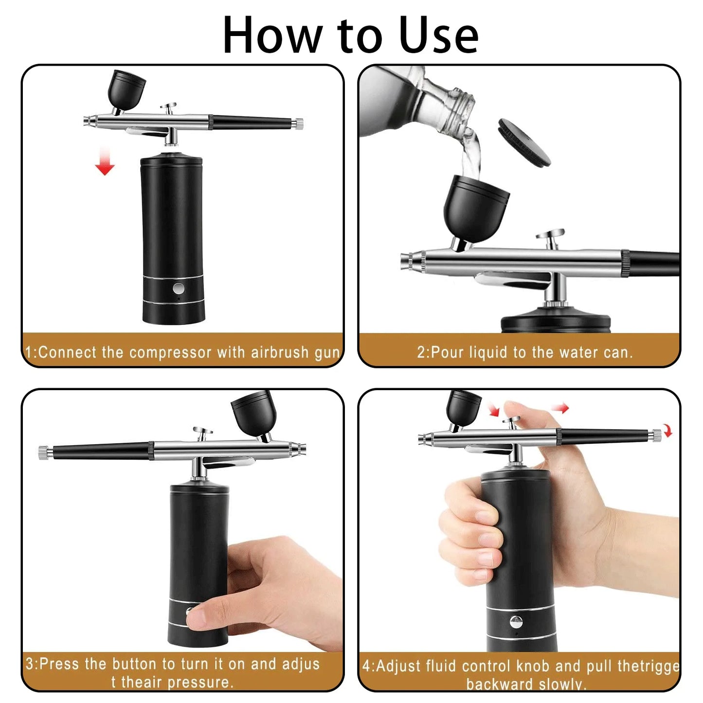Portable Small Electric Compression Spray Gun with Optional Connecting Pipe, Manicure/Beauty/Cake Decoration/Hand Model Spraying - Shoppiline