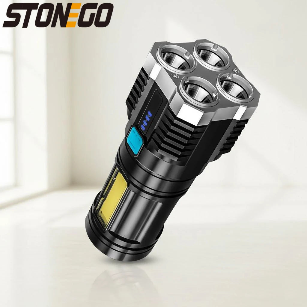 STONEGO Multi Functional LED High Beam Flashlight USB Rechargeable Portable Outdoor Hiking Exploration Light