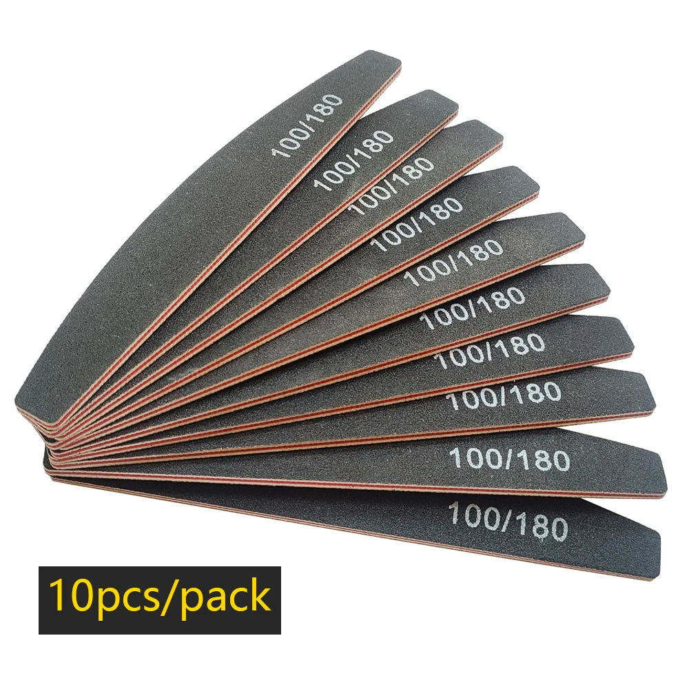 Nagelfeile Buffer 100/180 Körnung Halbmond Nagelfeilen Doppelseitiges Schmirgelpapier Nagel schleifen Gel Nagellack Maniküre-Werkzeug