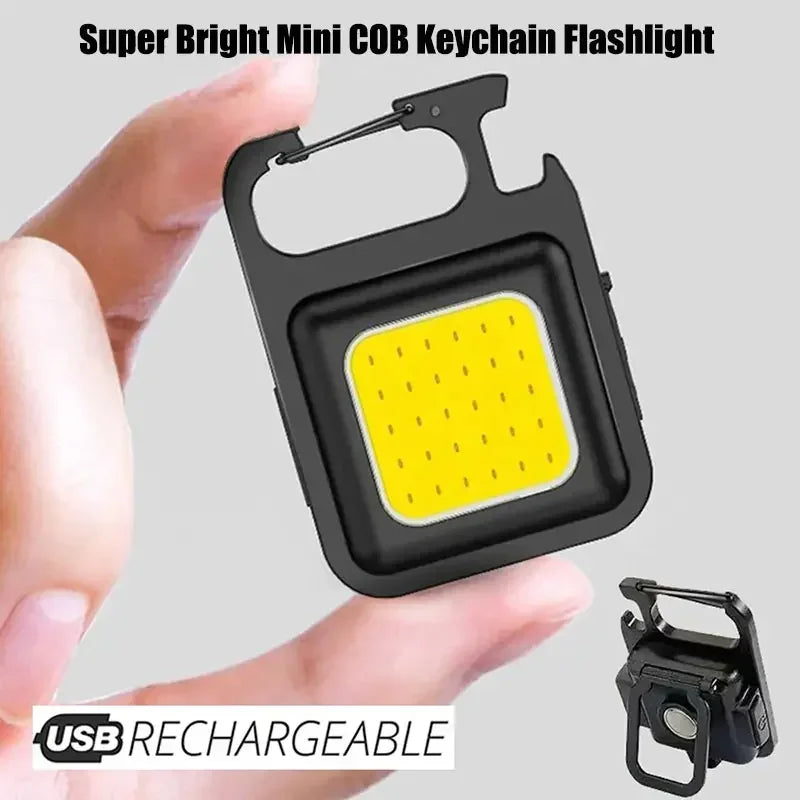 Multi-Function COB Rechargeable Camping Light Keychain Portable High Bright Emergency Mini Light for Outdoor Activities