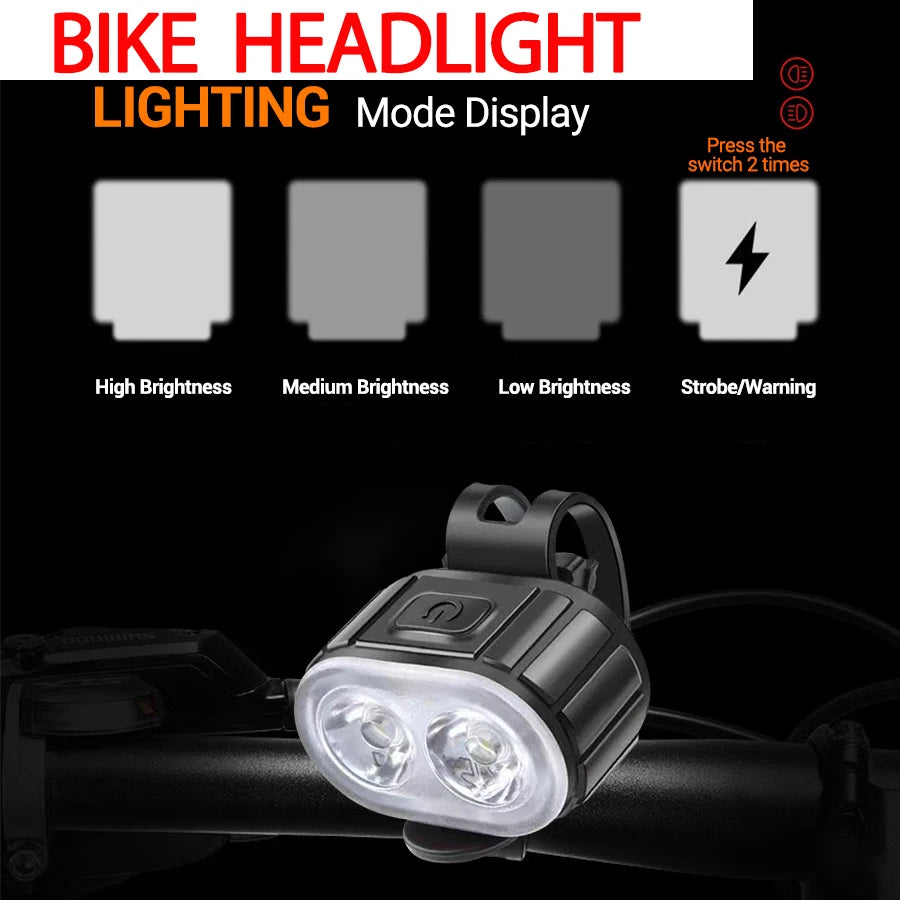 USB Rechargeable Bicycle Lights Bike Safety Warning Lamp Outdoor Waterproof Cycling Flashlight For Mountain And Road Bikes