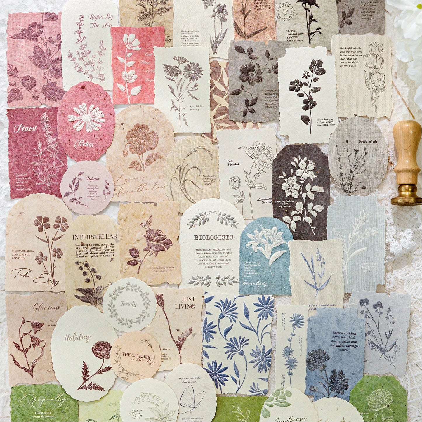 30 Sheets Sticker Pack Embossed Matchbox Style Scrapbooking Stickers for DIY Planner Journal Notebook Phone Case Decoration