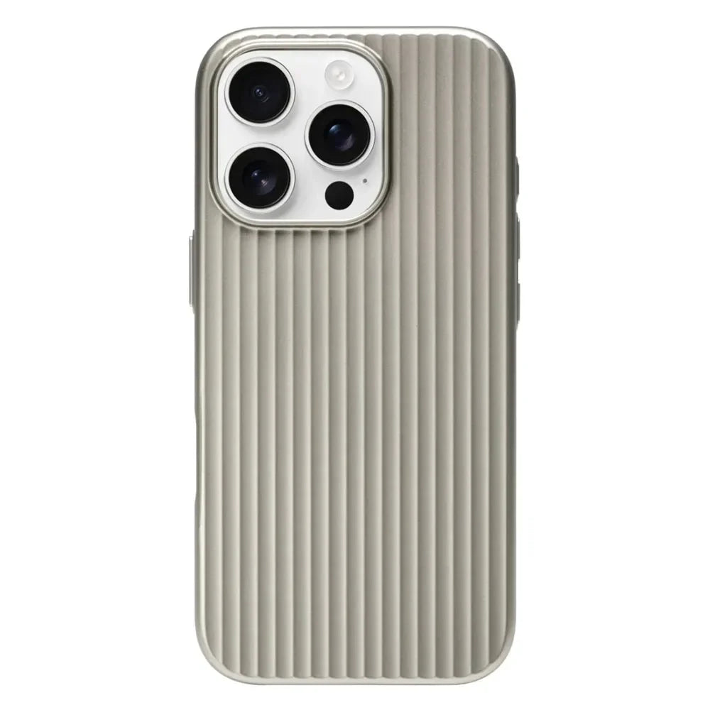 Luxury Stripes Metallic Paint Armor Case For iPhone 17 Air 16 15 14 13 Pro Max Shockproof Camera Protective Slim Matte PC Funda - Shoppiline