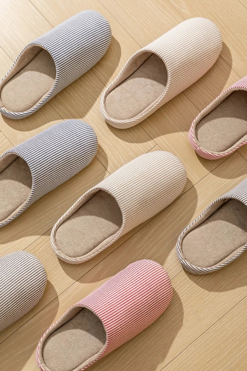Unisex Home Slippers Soft Fur Slippers Warm Indoor Flat Slides Nonslip Couples Shoes Bedroom Light Slience Flats Autumn&Spring