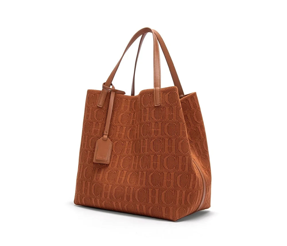 CH High Quality Craft Large Capacity Handbag Ladies Shoulder Bag Fashion Classic New Pure Color Outer Pocket Ladies Handbag - Shoppiline