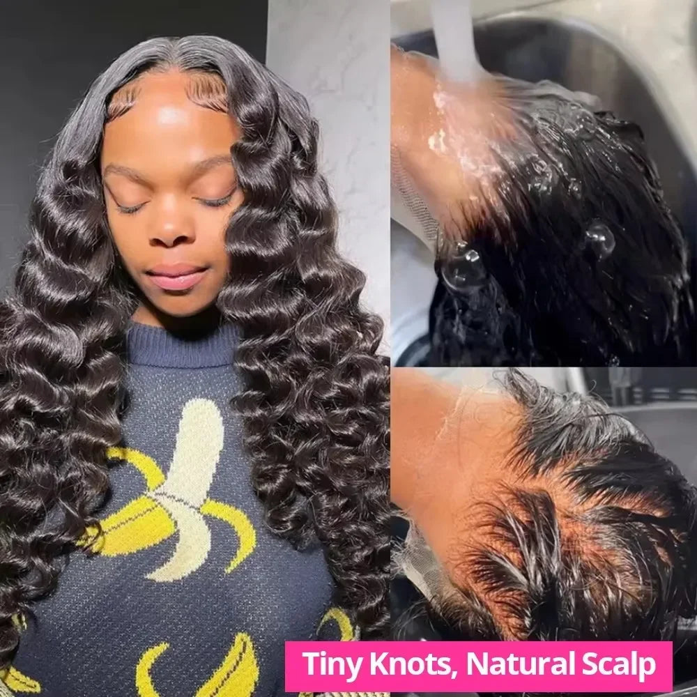 Loose Deep 13x6 Lace Front Human Hair Wig 30 40 Inches Brazilian Water Deep Wave 13x4 HD Lace Frontal Wig Curly Wigs For Women