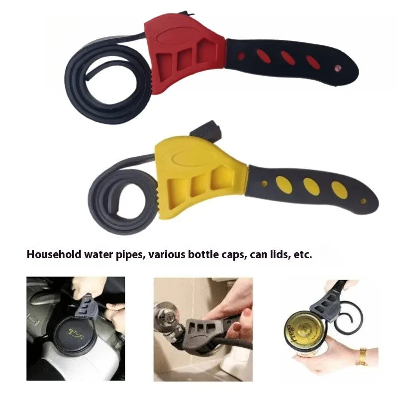 6 Inch Adjustable Rubber Strap Wrench Multifunctional Oil Filter Jar Pipe Opening Wrench