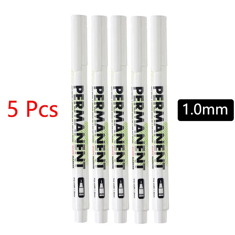 Stylo Marqueur Blanc Ensemble Stylos Gel Blancs Gras Imperméables DIY Graffiti Croquis Marqueur Papeterie Fournitures Scolaires Pinceau
