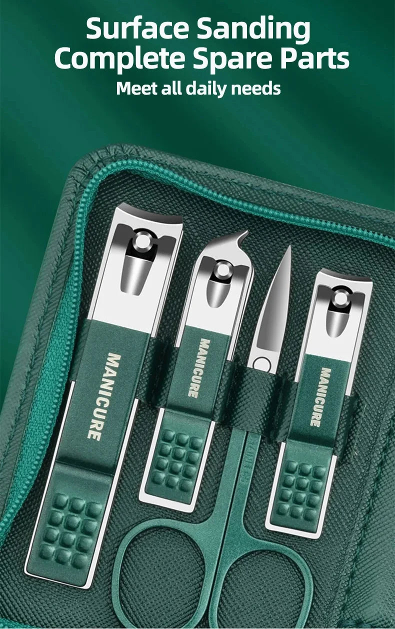 6-9tlg. Maniküre-Set mit Lederetui Professionelle Fuß- und Gesichtspflege-Werkzeugsätze Edelstahl-Nagelknipser-Sets Geschenk