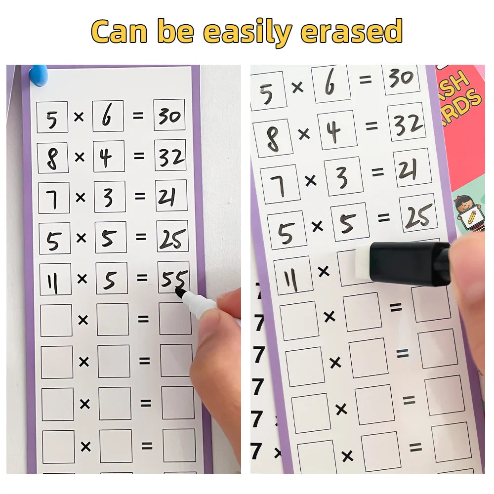 0-12 Multiplication Charts, Times Table Cards, Self Check Math Learning Tool, Montessori Mathematical Training, Teaching Aids