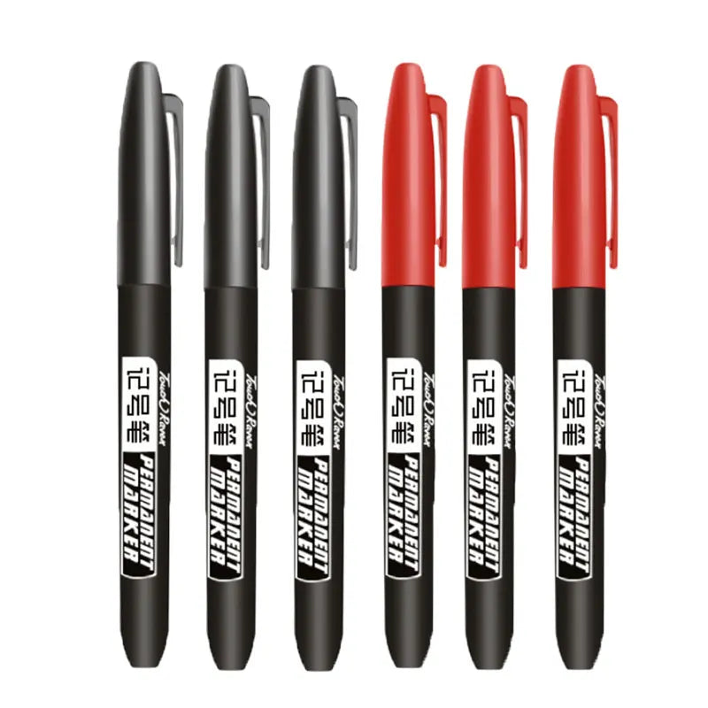 6 PCS Permanent Marker Pen Manga Drawing Markers Black Blue Red Waterproof Ink Sketch Pens Stationery Art School Supplies - Shoppiline