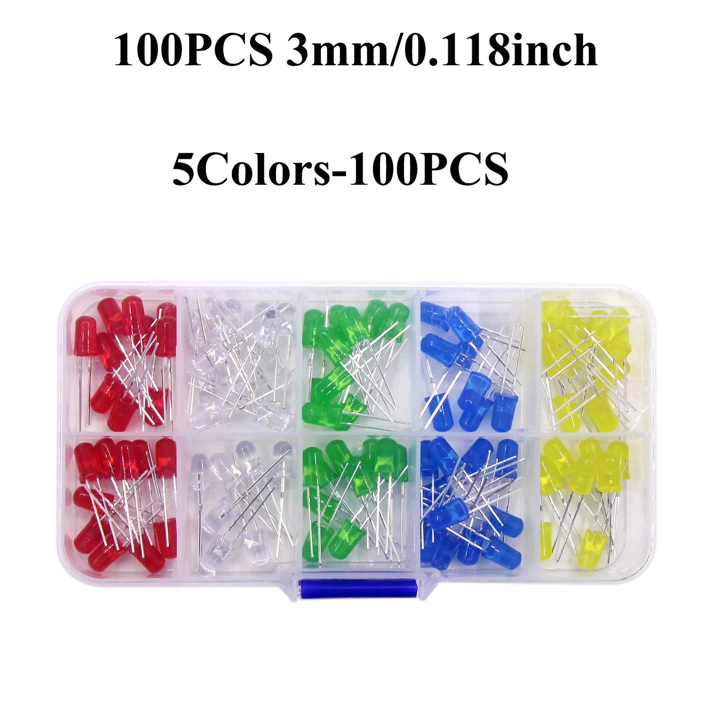 100/200Pcs 3mm 5mm LED Light Emitting Diodes Assortment Kit Round Diffused Led Circuit Component Assorted Set for Arduino