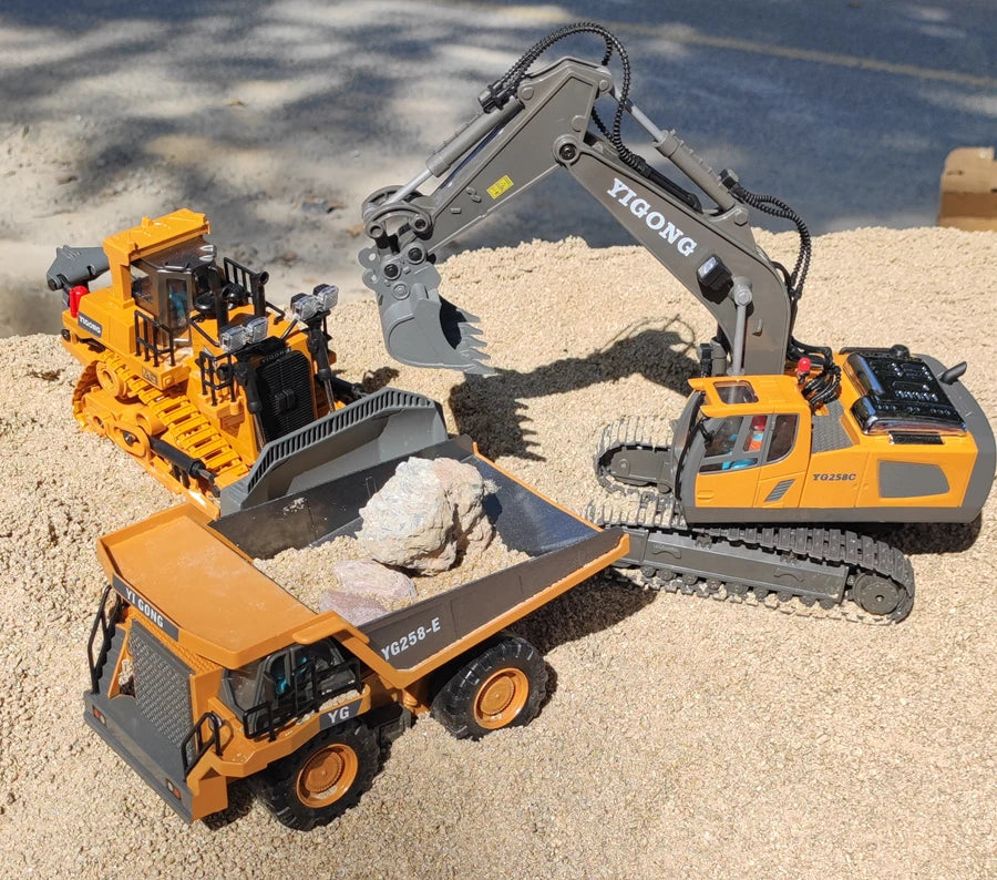 4WD Remote Control Excavator 4x4 Alloy Dump Truck Bulldozer Radio Model RC Car Construction Vehicle Toy Children Kids Gifts - Shoppiline