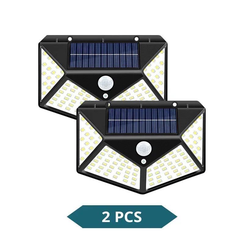 Solar Lights Outdoor Wall Lamp PIR Motion Sensor 100LED Solar Powered Sunlight Street Light for Garden Courtyard 1/2/4Pcs