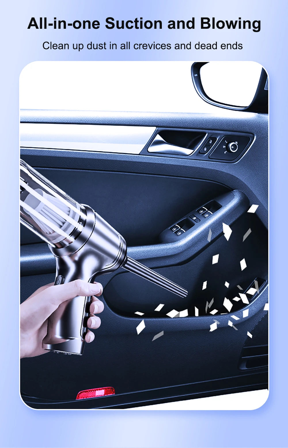 Car Vacuum Cleaner 95000PA Strong Suction Handheld Wireless Vacuum Cleaner Blower 2 in 1 Portable Vacuum Cleaner For Car Home