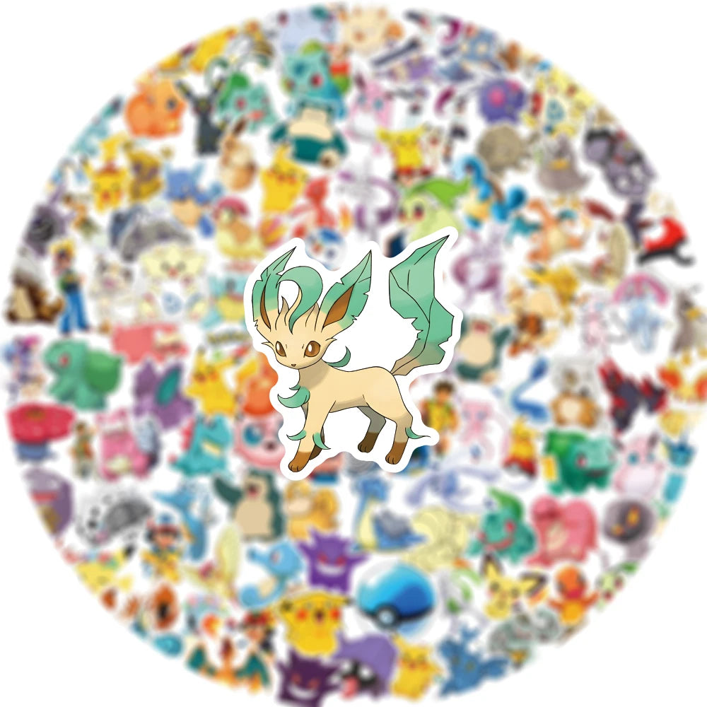 50/100/200pcs Pokemon Anime Stickers Pikachu Kawaii Sticker Laptop Suitcase Skateboard Guitar Phone Cartoon Kid Gift Toys