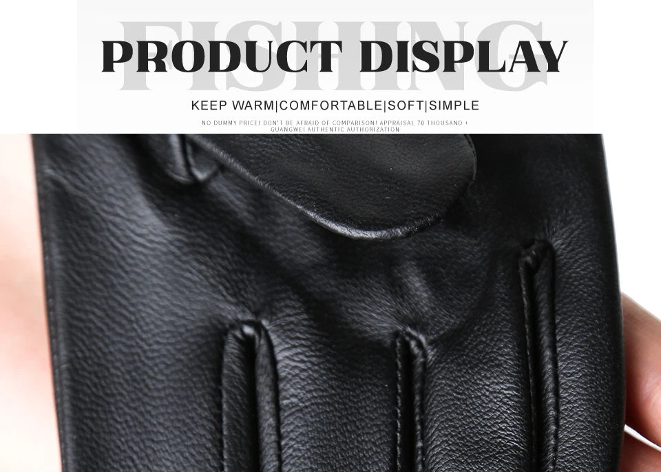 Women's sheepskin gloves winter warm plus velvet short thin touch screen driving color women's leather gloves good quality -2226