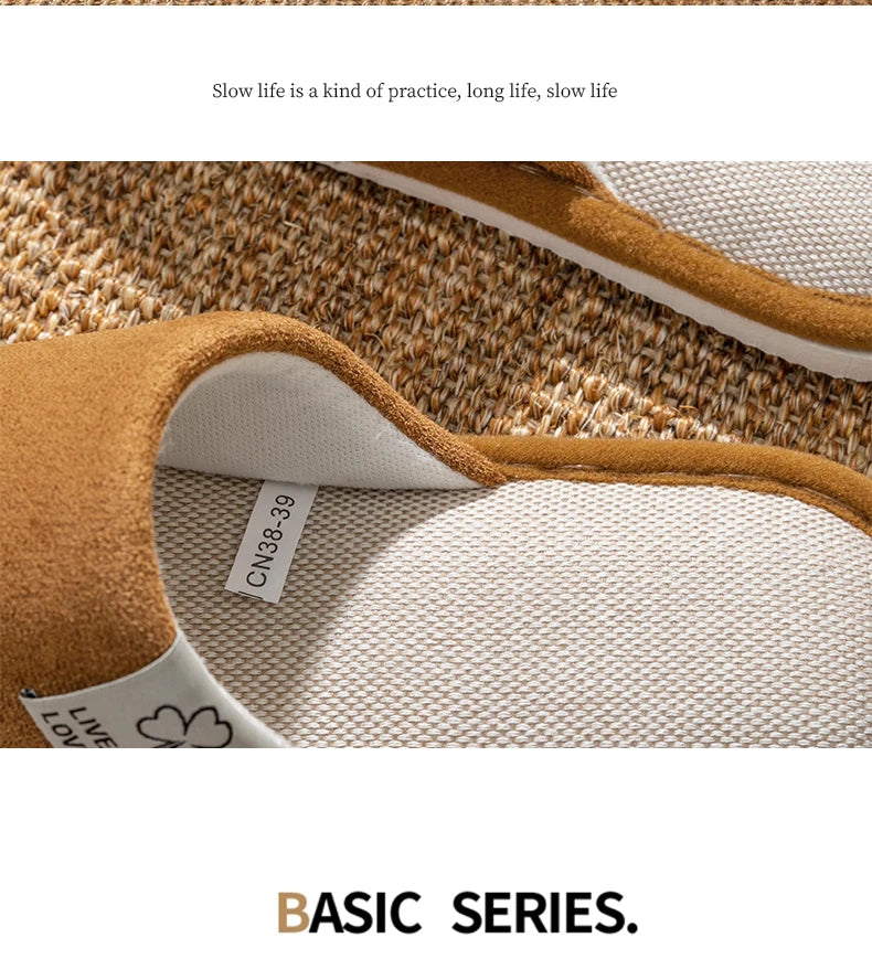 Slippers for Men，Non-Slip Soft-Soled Indoor House Slippers for Spring&Summer, All-Season Linen Home Comfortable Slippers