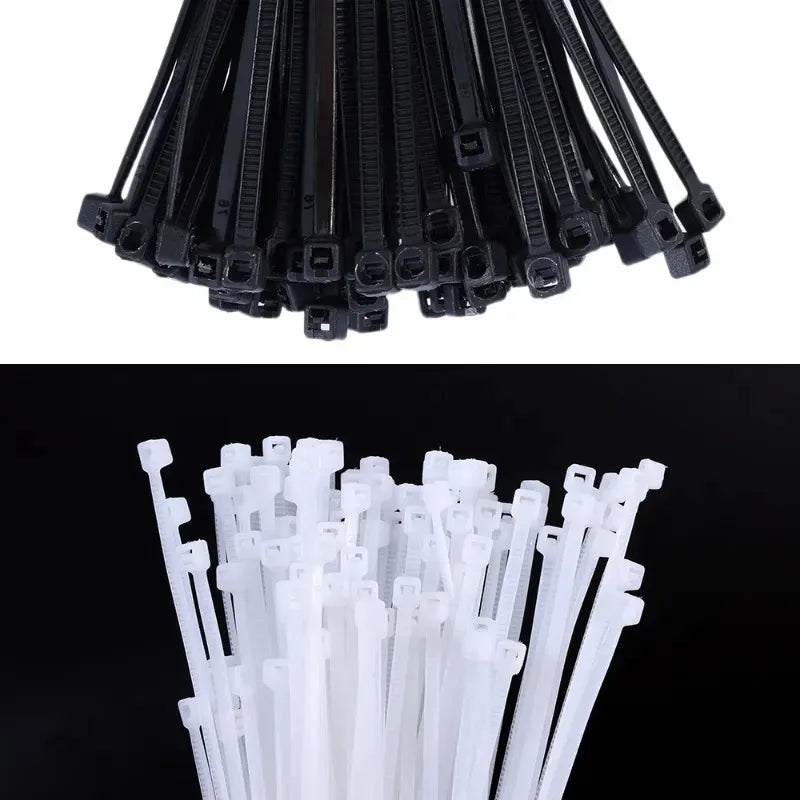 100PCS Plastic Nylon Cable Ties Self-locking Cord Ties Straps Adjustable Cables Fastening Loop Home Office Wire Zip Ties
