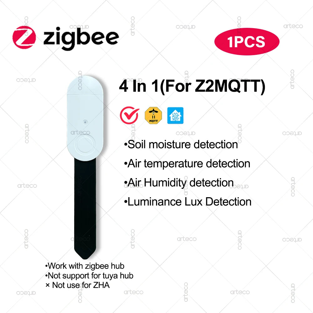Zigbee Soil Moisture Sensor Temperature Humidity Luminance Detection Smart Soil Tester Moisture Sensor For Tuya APP Zigbee2MQTT