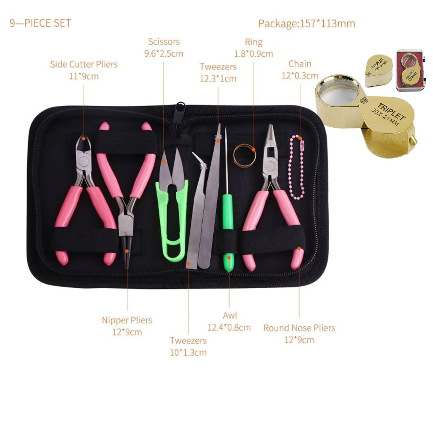 Pocket Loupe Magnifier Jewelry Magnifying Glass Foldable Diamond Lupa Triplet Jewelers Eye Glass Tool Reading Magnifier