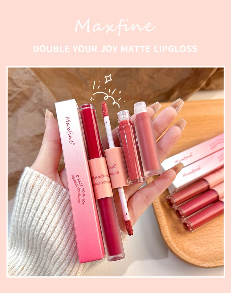 Doppelseitiger Lip Glaze Vollglanz Spiegel und mattes Samt Langzeit-Farbe und Feuchtigkeit Lip Gloss Anti-Flecken Kosmetik Lip Glaze