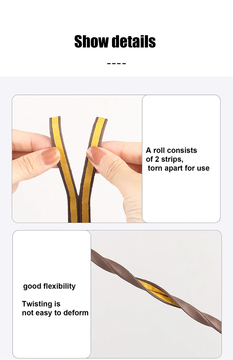 5m/10m Weather Stripping Door Seal Strip Diep Self-adhesive Draft Stopper Tape Window Insulation Noise Rubber Sealing Strip