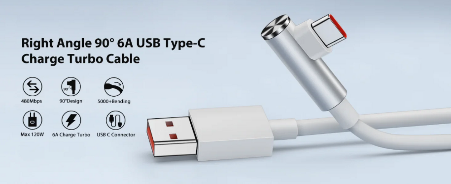 120W Type C Cable 90 Degree Elbow For Xiaomi 12 13 14 15 17 Redmi Note 13 14 15 POCO F7 F8 X5 X6 X7 Pro Quick Charging USB Cable