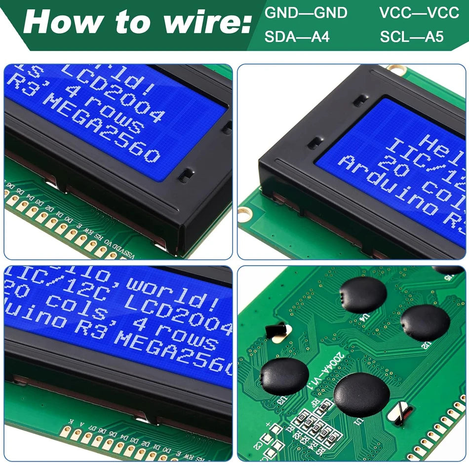 LCD2004 Module LCD 2004 Écran bleu/vert/blanc 20x4 caractères Écran LCD Adaptateur de module série IIC I2C pour Arduino