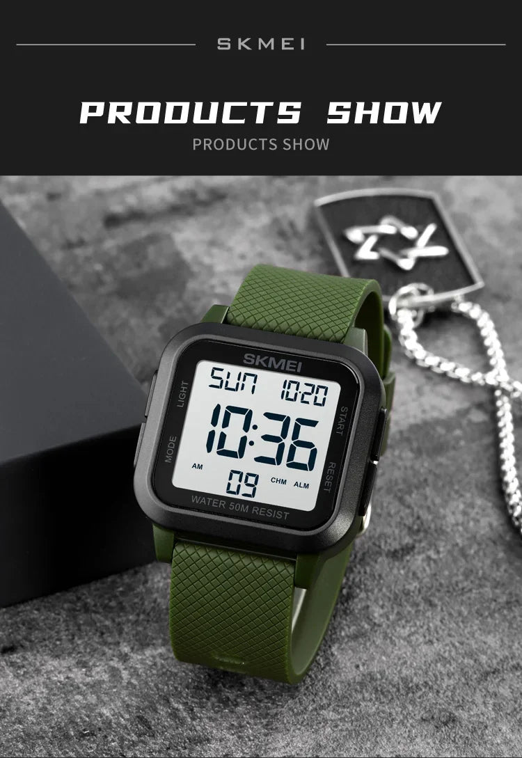SKMEI 1894 Sport Electronic Watch for Men Shockproof Waterproof Countdown Mens Wristwatch Military Alarm Clock 1960 Reloj Hombre