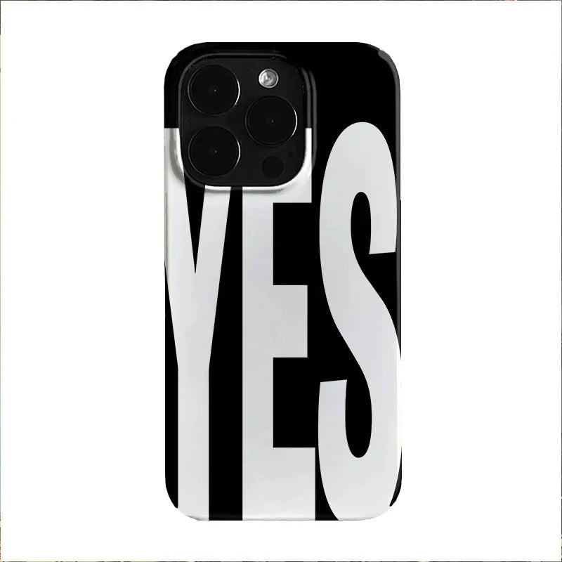 NO And YES Personalized Art Black And White Letters Phone Case For IPhone 16 15 14 13 12 11 Pro Max X XS XR 7 8 Plus Cover Case - Shoppiline