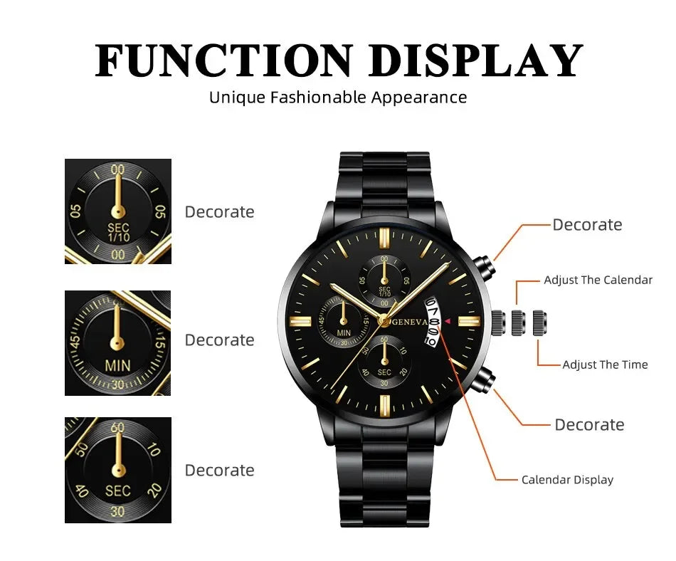Mode Herren Edelstahl Uhr Luxus Kalender Quarz Armbanduhr Herren Business Uhren für Männer Uhr Montre Homme