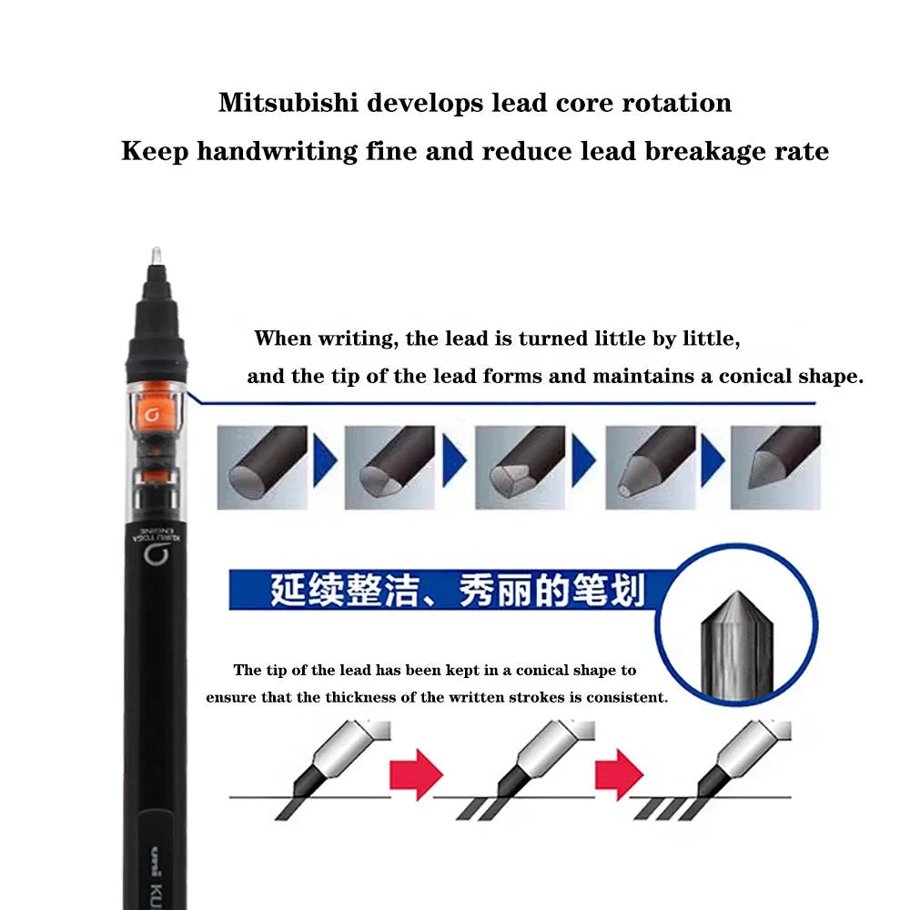 Janpan UNI Kuru Toga Mechanical Pencil M5-452 Drawing Pencil 0.5mm Low Center of Gravity Automatic Rotation School Supplies