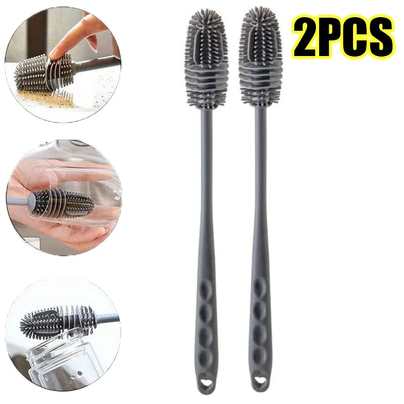 Bottle Brush Insulation Cup Washing No Deadend Long Handled Silicone Cleaning Brush Household Multifunctional Cleaning Tools