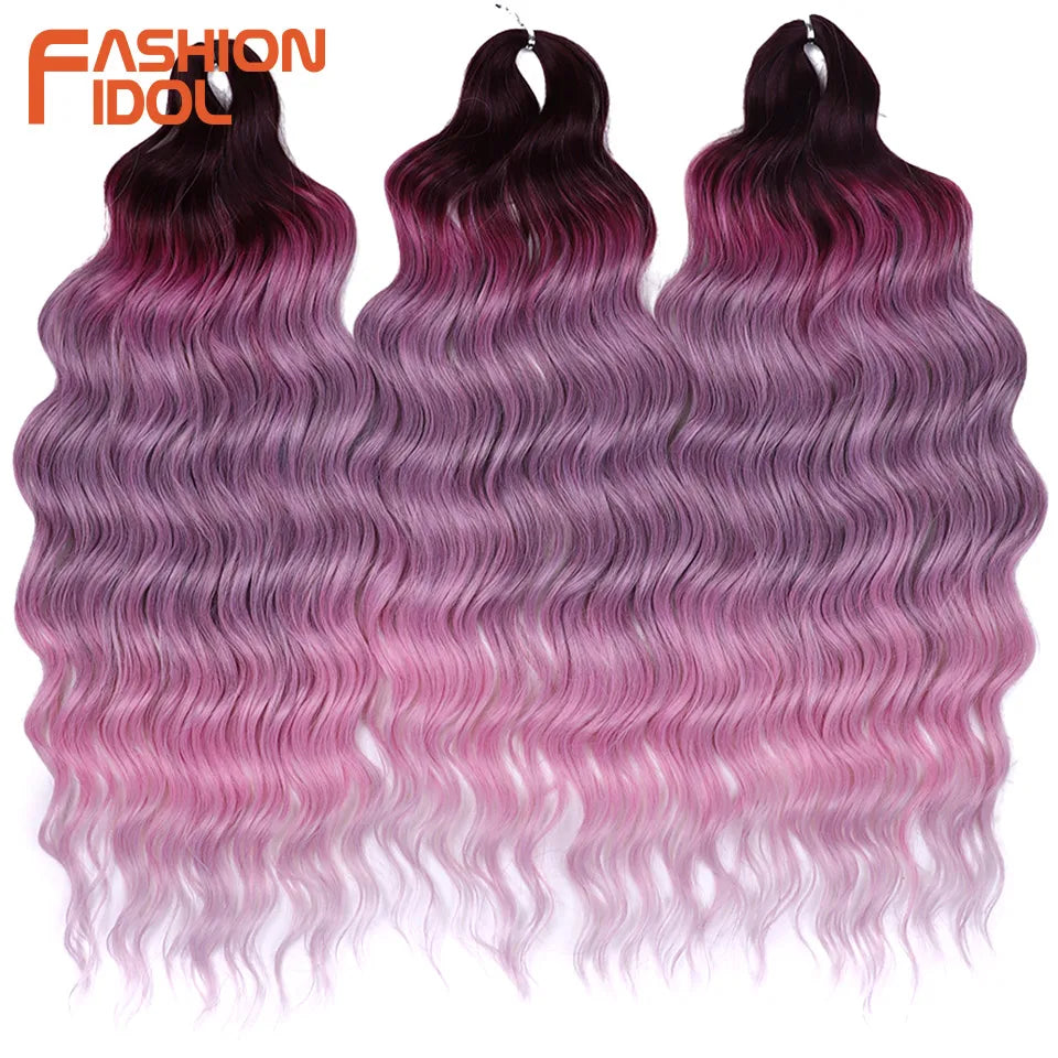 Anna Hair Extensions synthétiques de tresses Loose Deep Wave 24 pouces, cheveux tressés ondulés, cheveux bouclés torsadés au crochet Ombré Blond