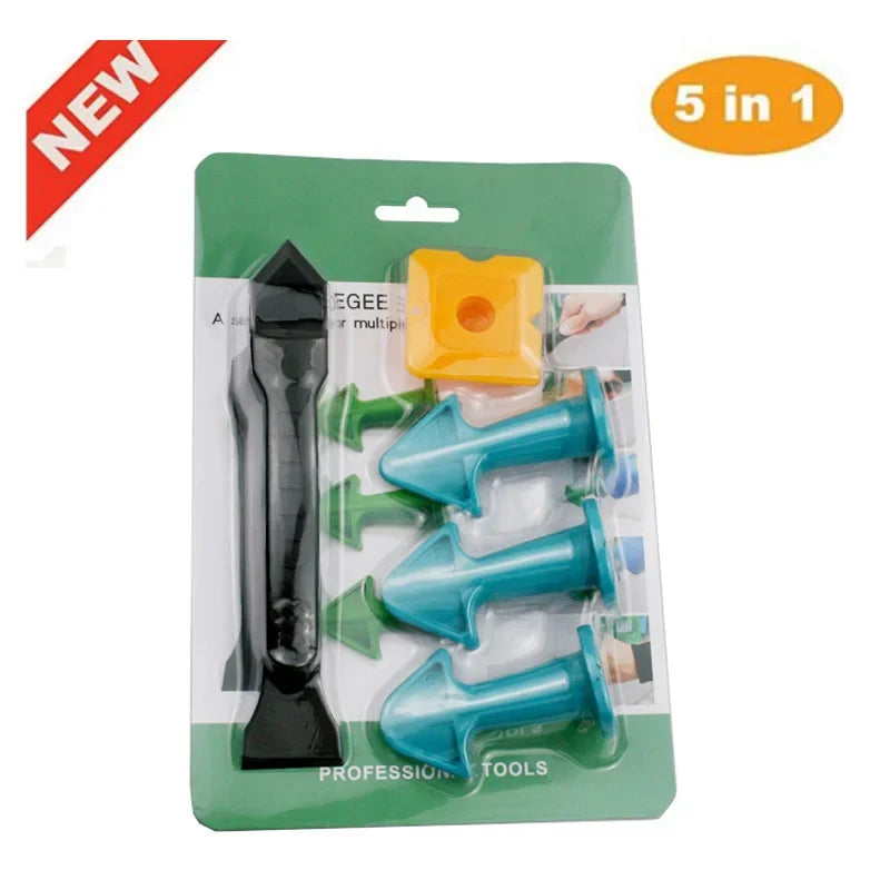 5pcs Caulking Nozzle Applicator Finishing Tool Spatula Plastic Glue Shovel Tile Brick Joints Floor Silicone Remover Grout Kit