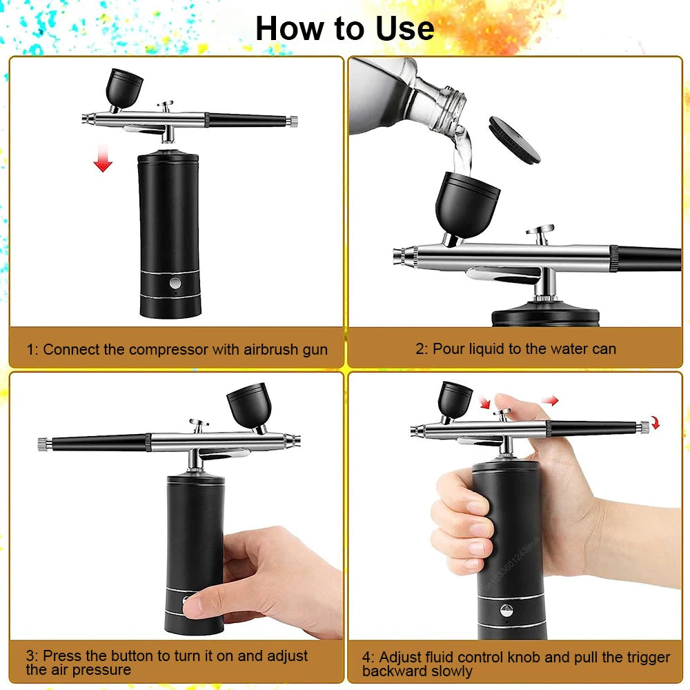 Portable Small Electric Compression Spray Gun with Optional Connecting Pipe, Manicure/Beauty/Cake Decoration/Hand Model Spraying - Shoppiline
