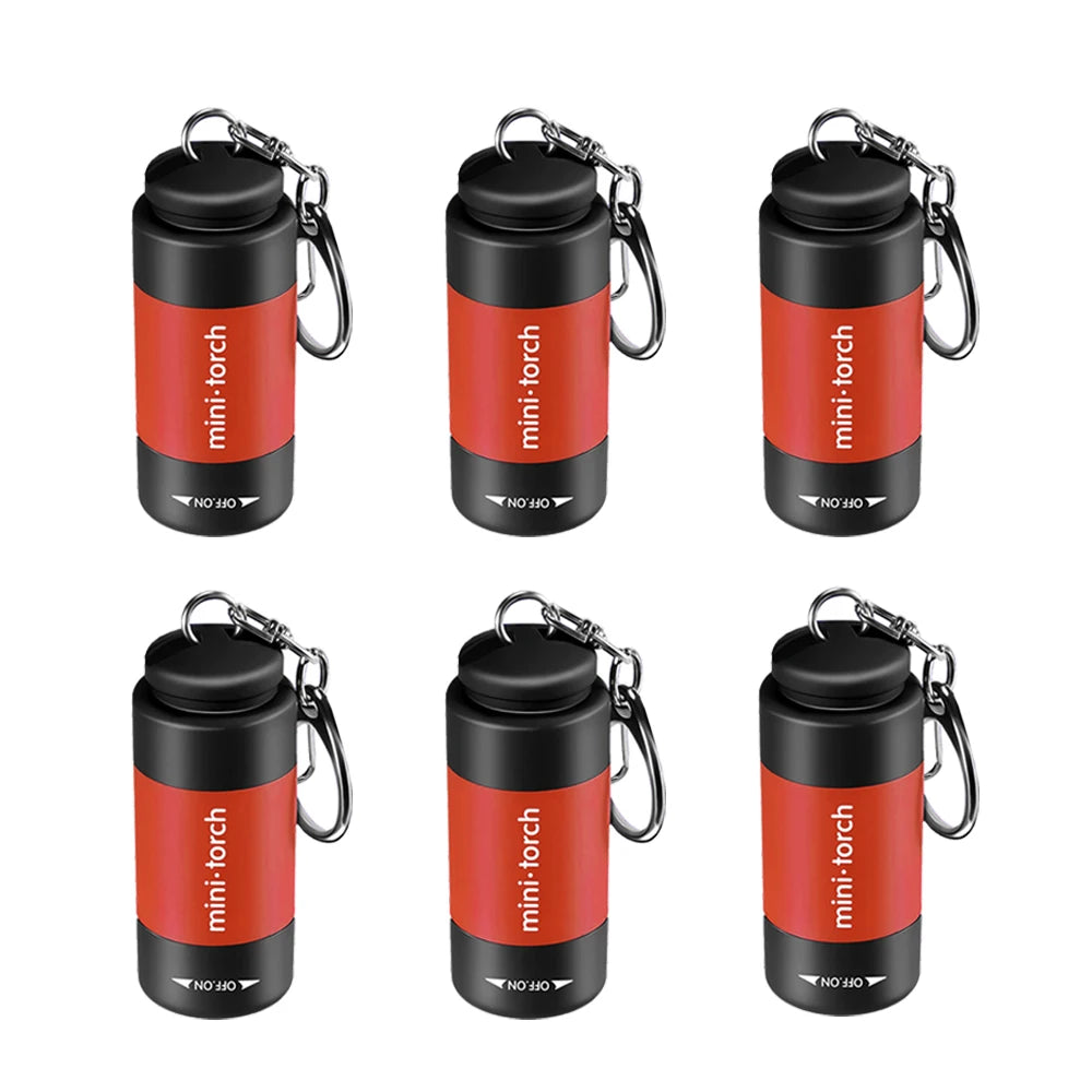 USB Rechargeable LED Multifunctional Strong Light Pocket Keychain Flashlight Waterproof Outdoor Hiking Camping Mini Flashlight
