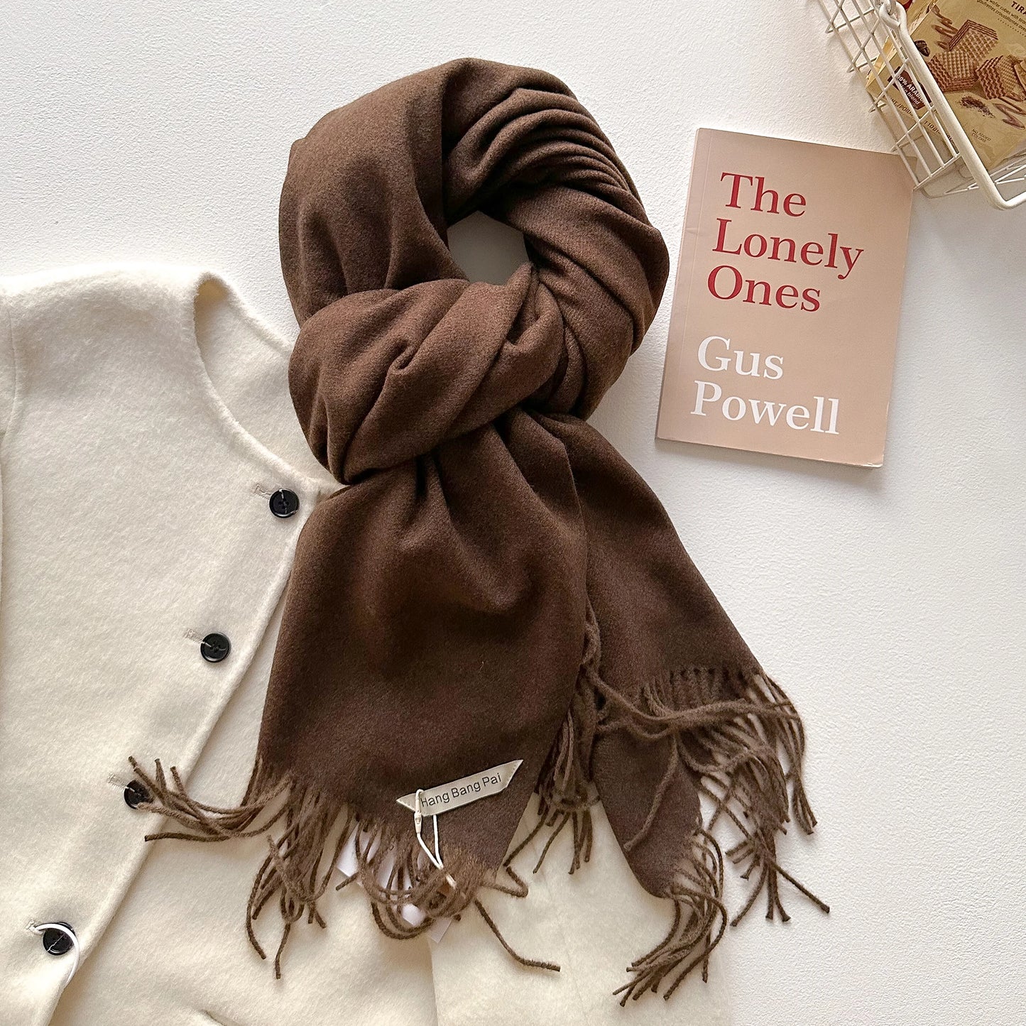 2025 New Winter Wool Scarf For Women Long Warm Cashmere Scarves Hijab Solid Lady Shawl Wrap Female Pashmina Bandana Head Scarfs