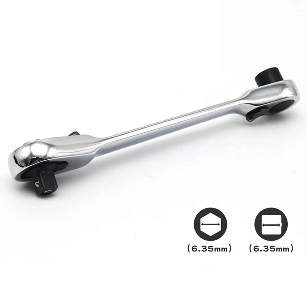 2 in 1 Socket Ratchet Wrench Mini Double Head One Quarter Batch Head Screwdriver Handle 72 Teeth Fast Small Wrench - Shoppiline