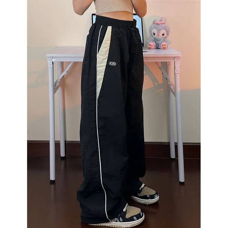 Damen lässige Jogginghosen Mode Streetwear Übergroße Sport-Weite Beinhosen Hip Hop Y2k Sweatpants High Waist Baggy Hosen