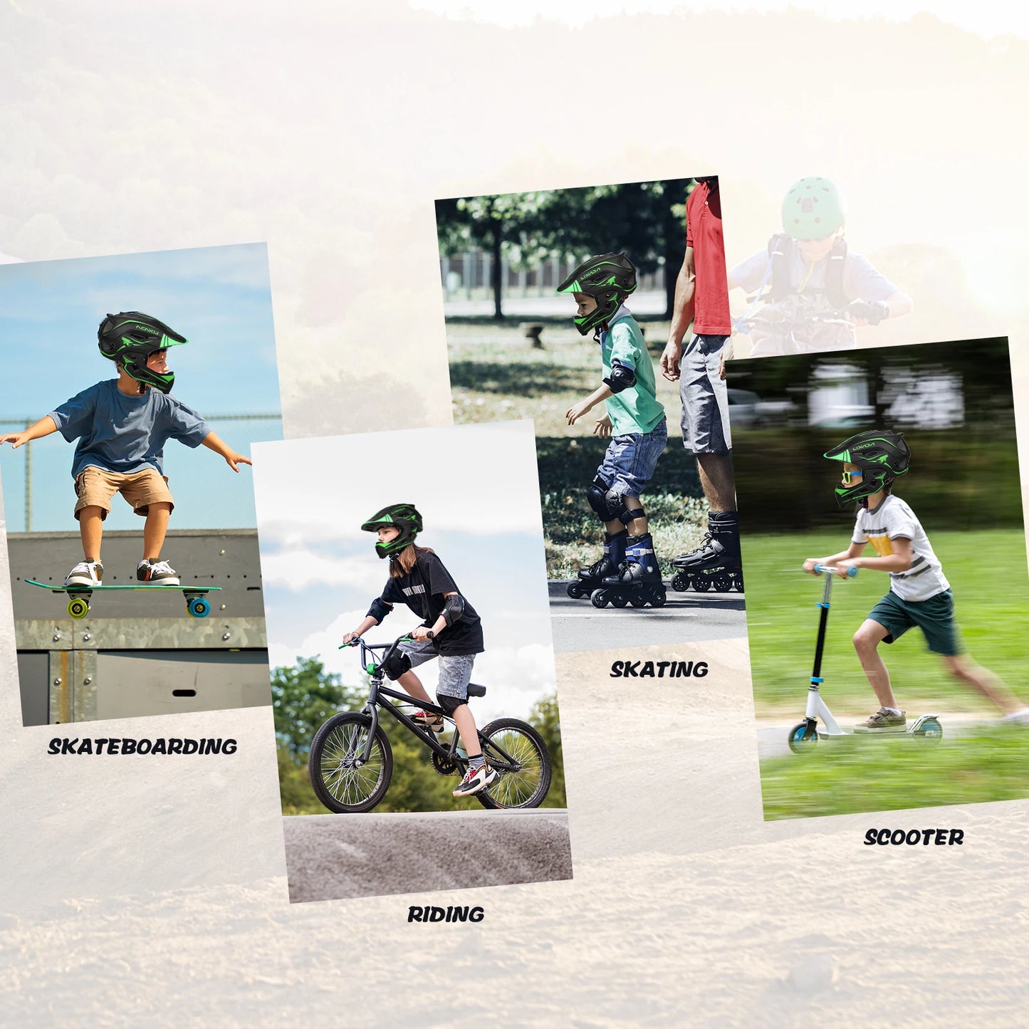 Lixada Kids Full Face Helmet Detachable Children Sports Safety Bike Helmet Protective Gear for Cycling Skateboarding Roller Skat - Shoppiline