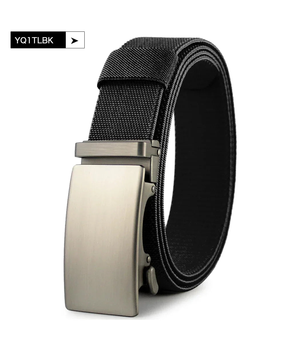 Nouvelle ceinture élastique de sport de golf, ceinture tactique, boucle automatique en métal, ceinture militaire en nylon extensible résistante pour hommes, grandes tailles 115-150CM