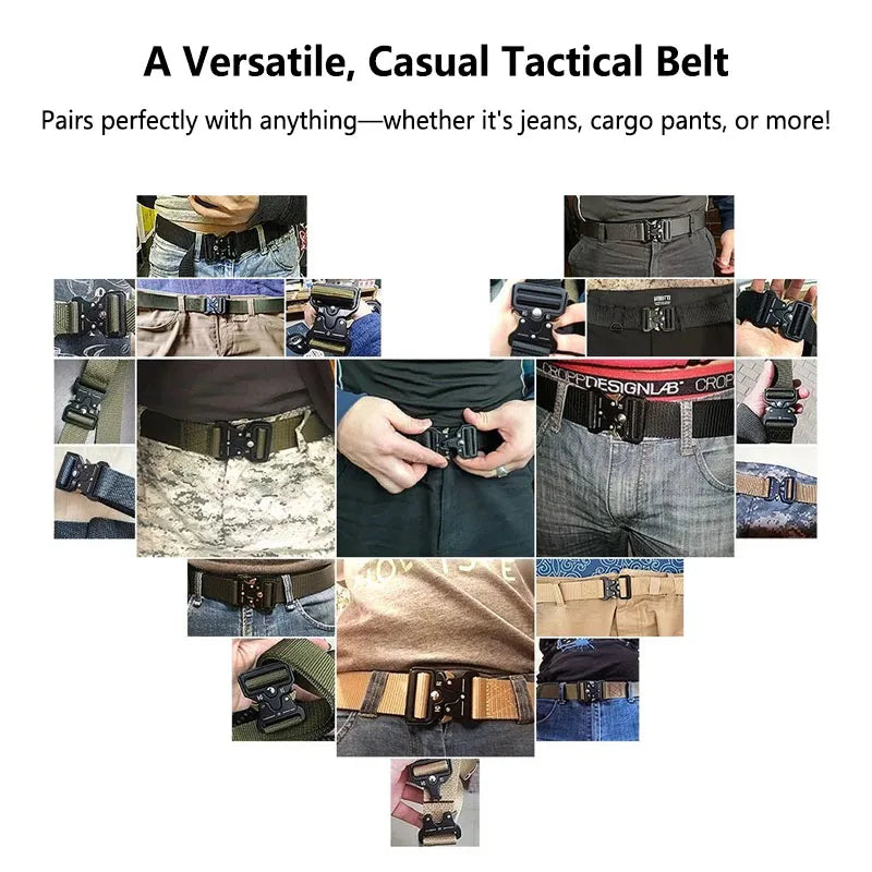 1 Piece Men's Tactical Sports Belt, Quick Release Symmetrical Buckle, Polyester Fiber, Suitable for Outdoor Training Military
