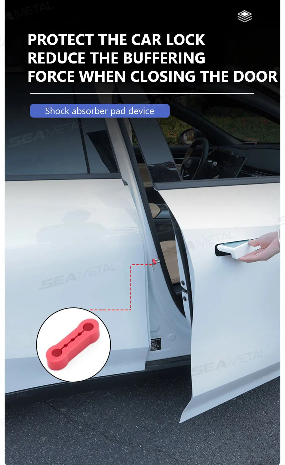 SEAMETAL Car Door Shock Absorber Universal Car Door Buckle Soundproof Deadener Damper Cushion Anti-Vibration Buffer Pad